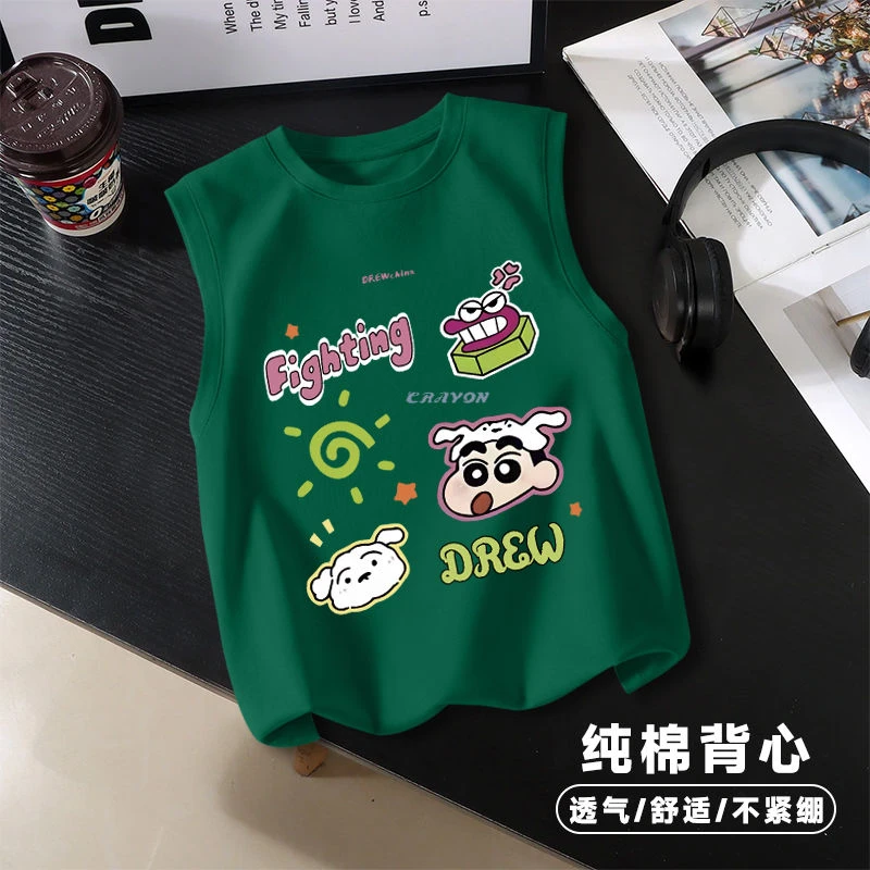 男童纯棉背心2025夏季薄款新款女童洋气卡通无袖宝宝打底衫帅气