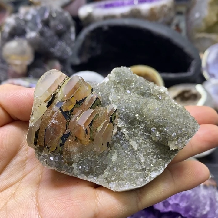 钛钢珠宝半成品水晶奇石花盘