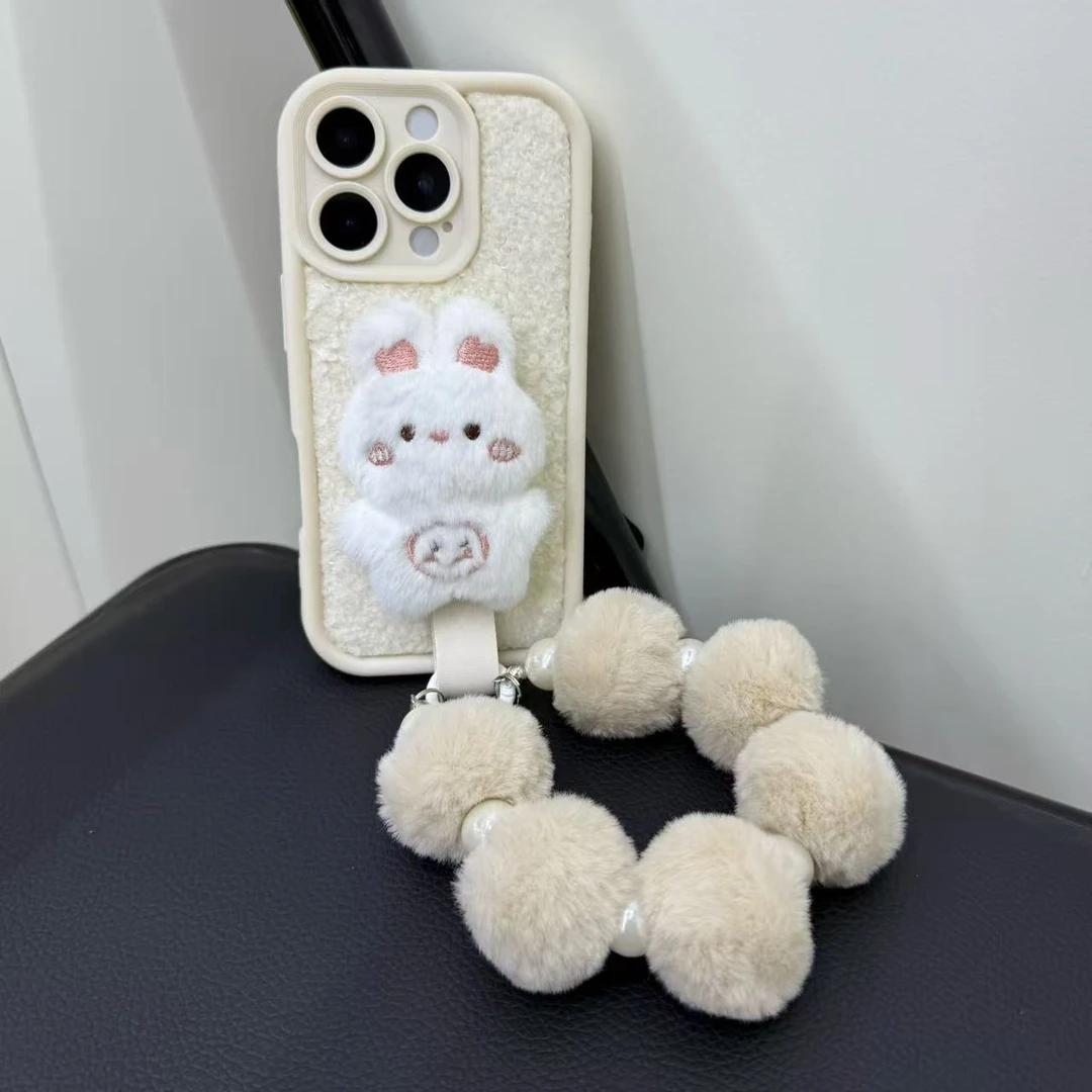 秋冬款毛绒卡通苹果17ProMax手机壳iPhone15Pro简约14适用16plu女