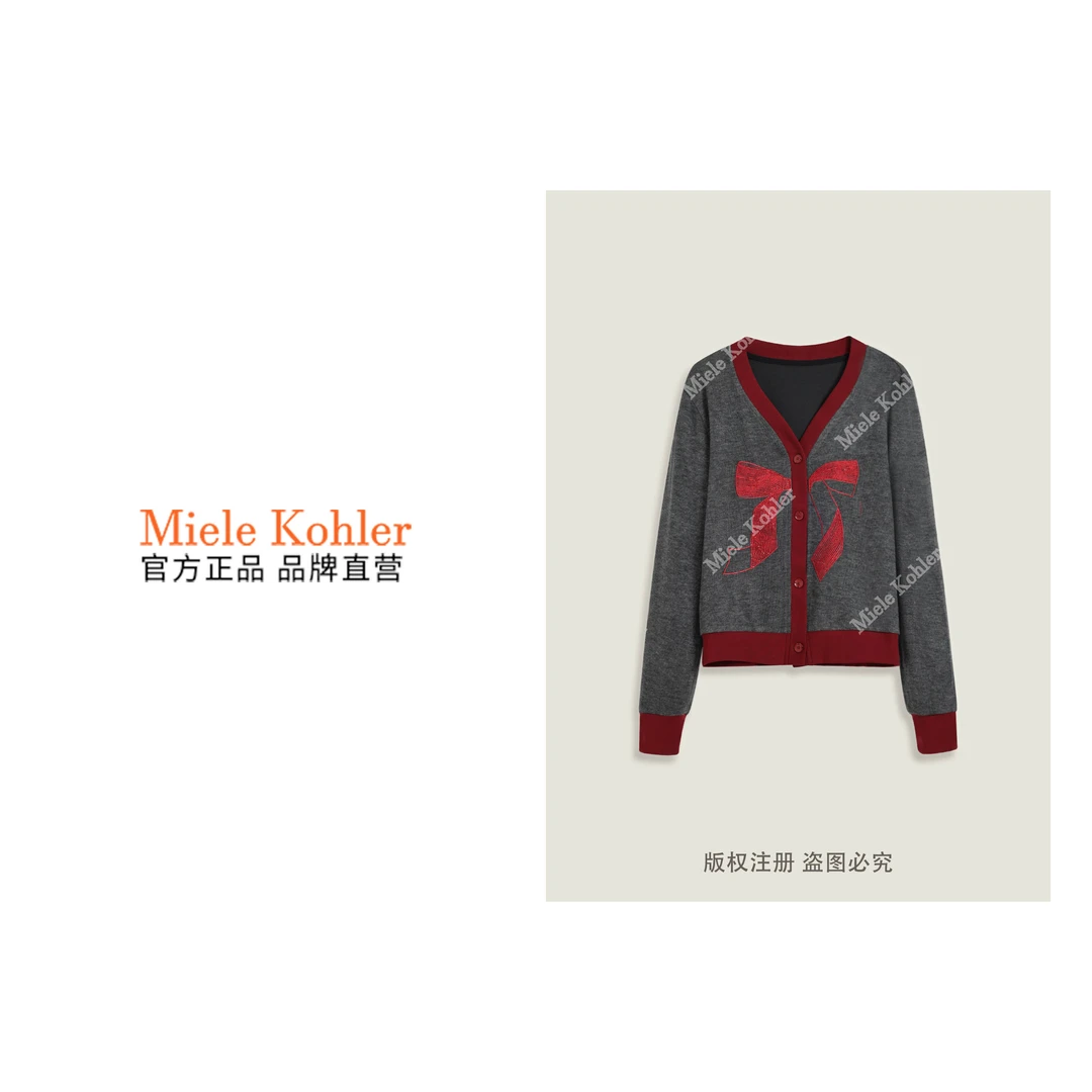 秋冬新款时尚重工蝴蝶结刺绣拼色上衣女MKKQ3021-5【澳门小源同款】