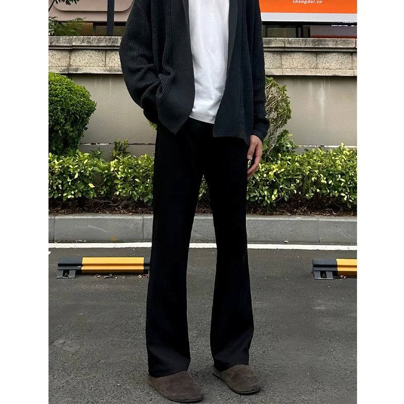 【JRXR男装】黑色微喇弯刀西裤男款秋冬高级感垂感显瘦阔腿裤子直