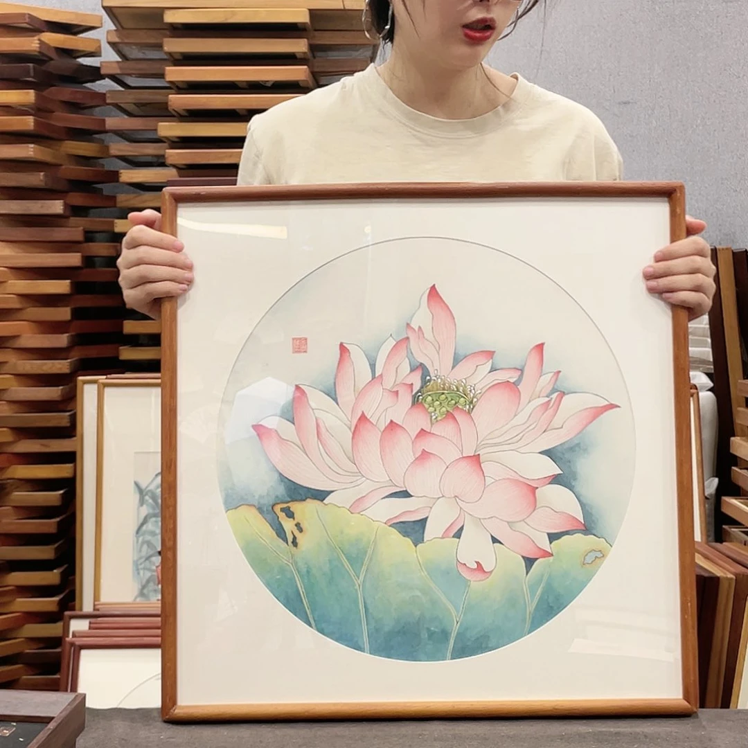 国画手绘带框尺寸：53*53