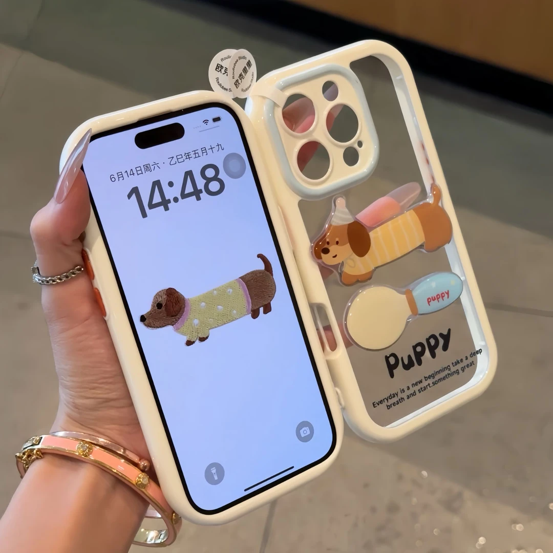 夕与空小勺子腊肠狗适用苹果16promax手机壳华为P70vivo小米oppo