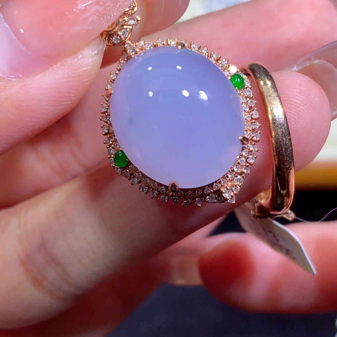 翡翠18K金镶嵌吊坠(不含链)