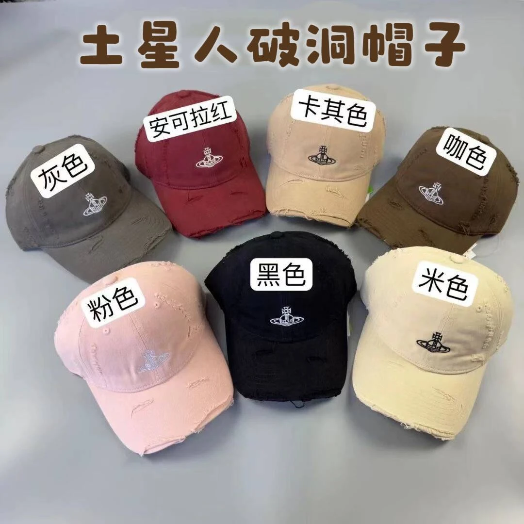 9号 tai后帽子字母刺绣显脸破洞土星棒球帽鸭舌帽男女防晒遮阳