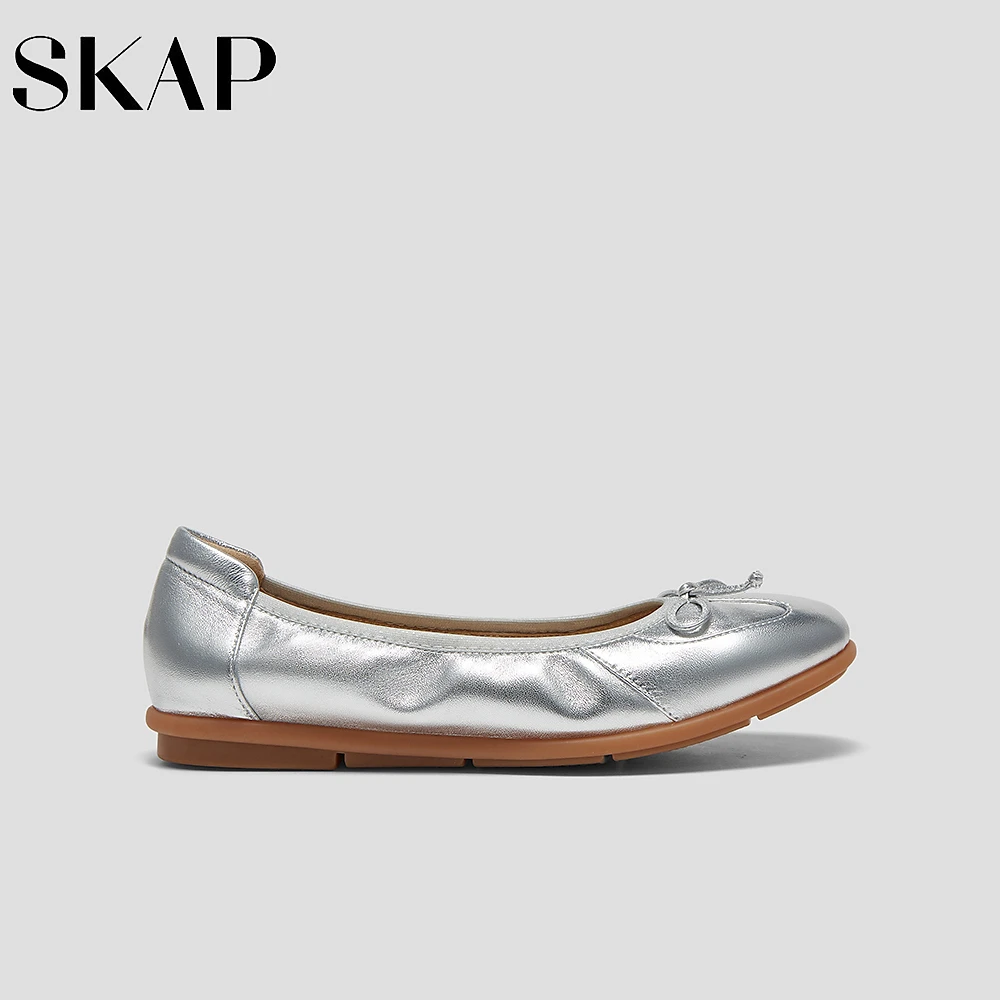 【Skap】SKAP圣伽步鞋2025春季新款浅口休闲蝴蝶结套脚款豆豆鞋