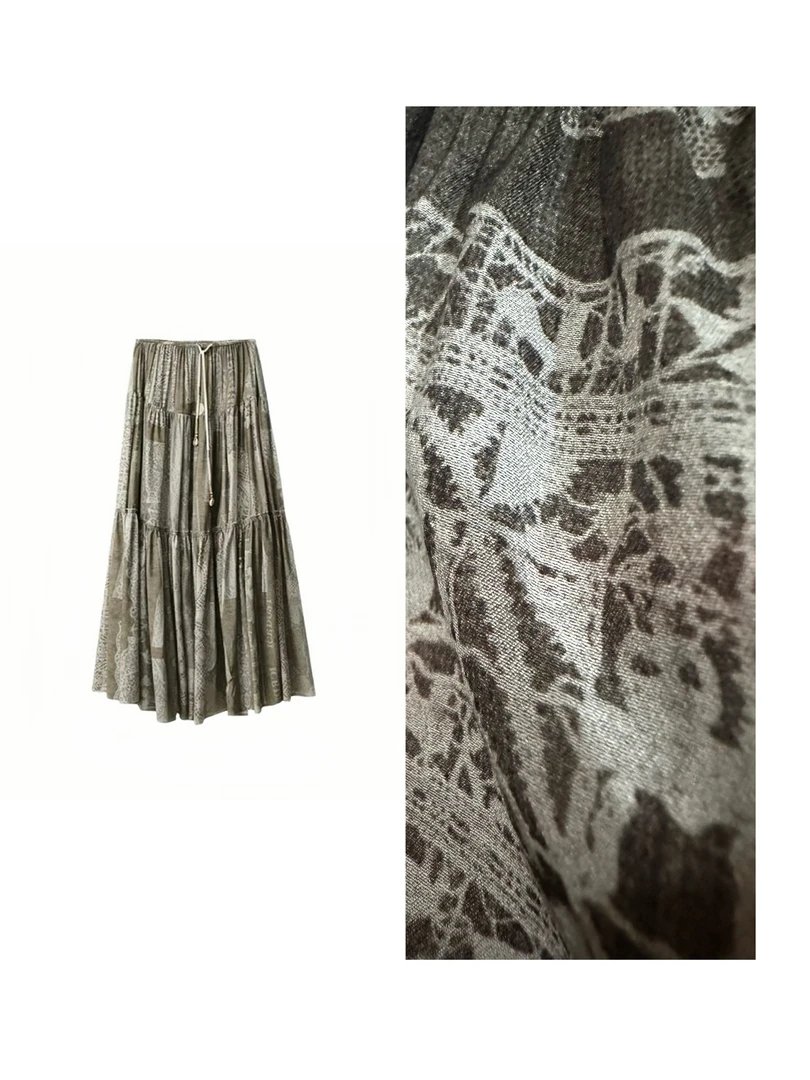 【冰岛】老钱风亚麻夏季慵懒度假风松弛感印花裙子