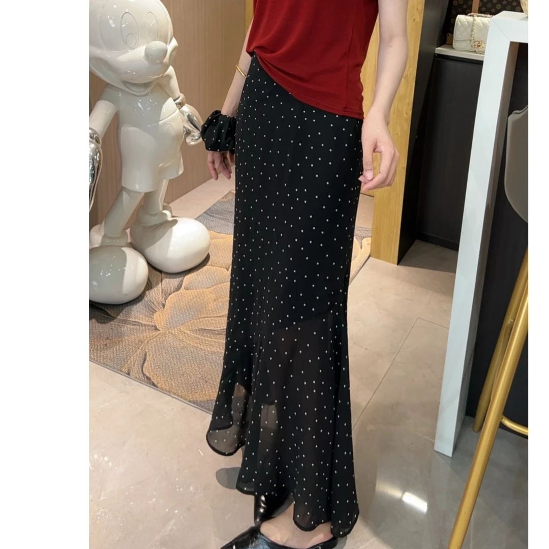 夏季清凉感拖尾不规则鱼尾大摆优雅夏季显瘦洋气半身裙