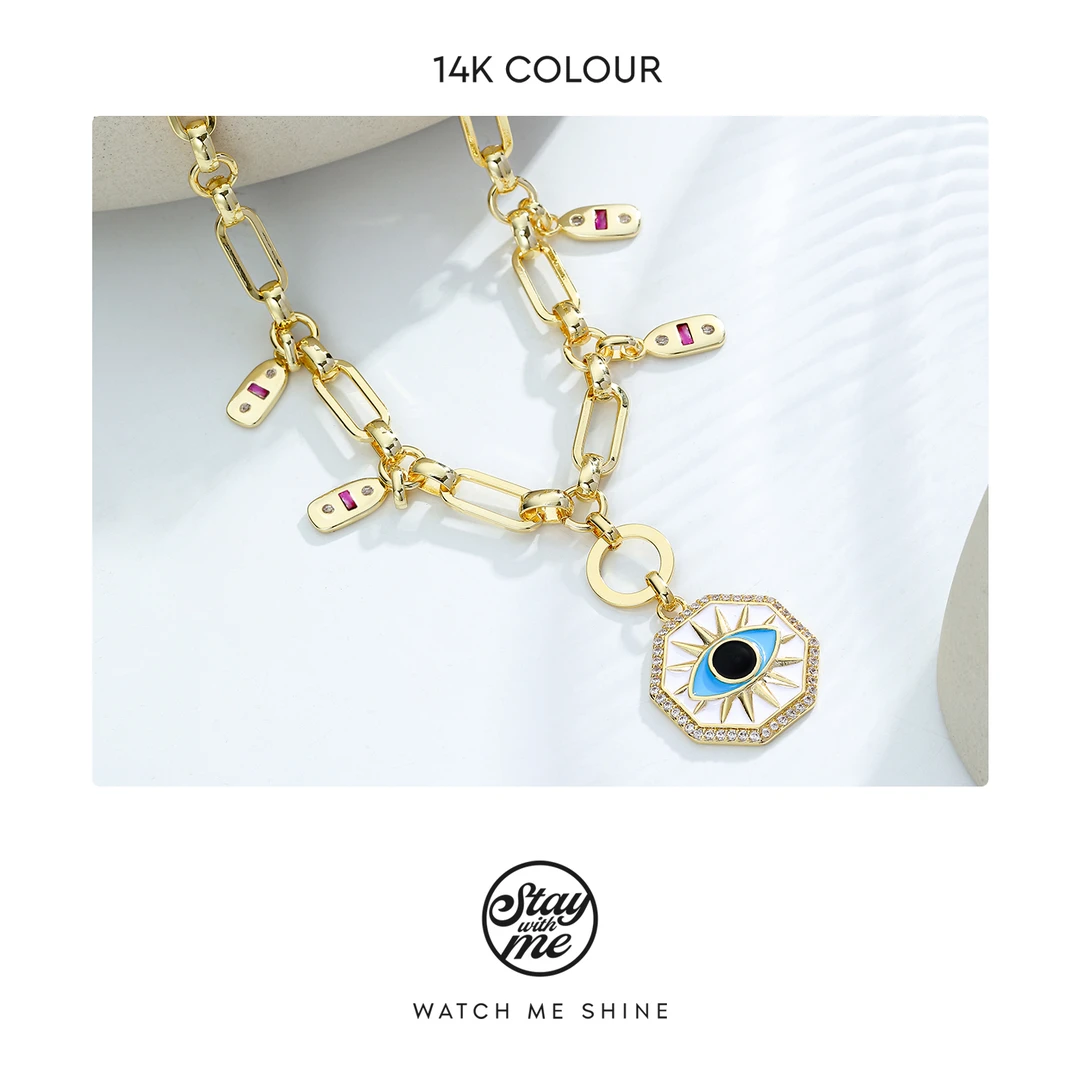 STAY WITH ME 铜合金合成锆石项链 小众设计N1320项链