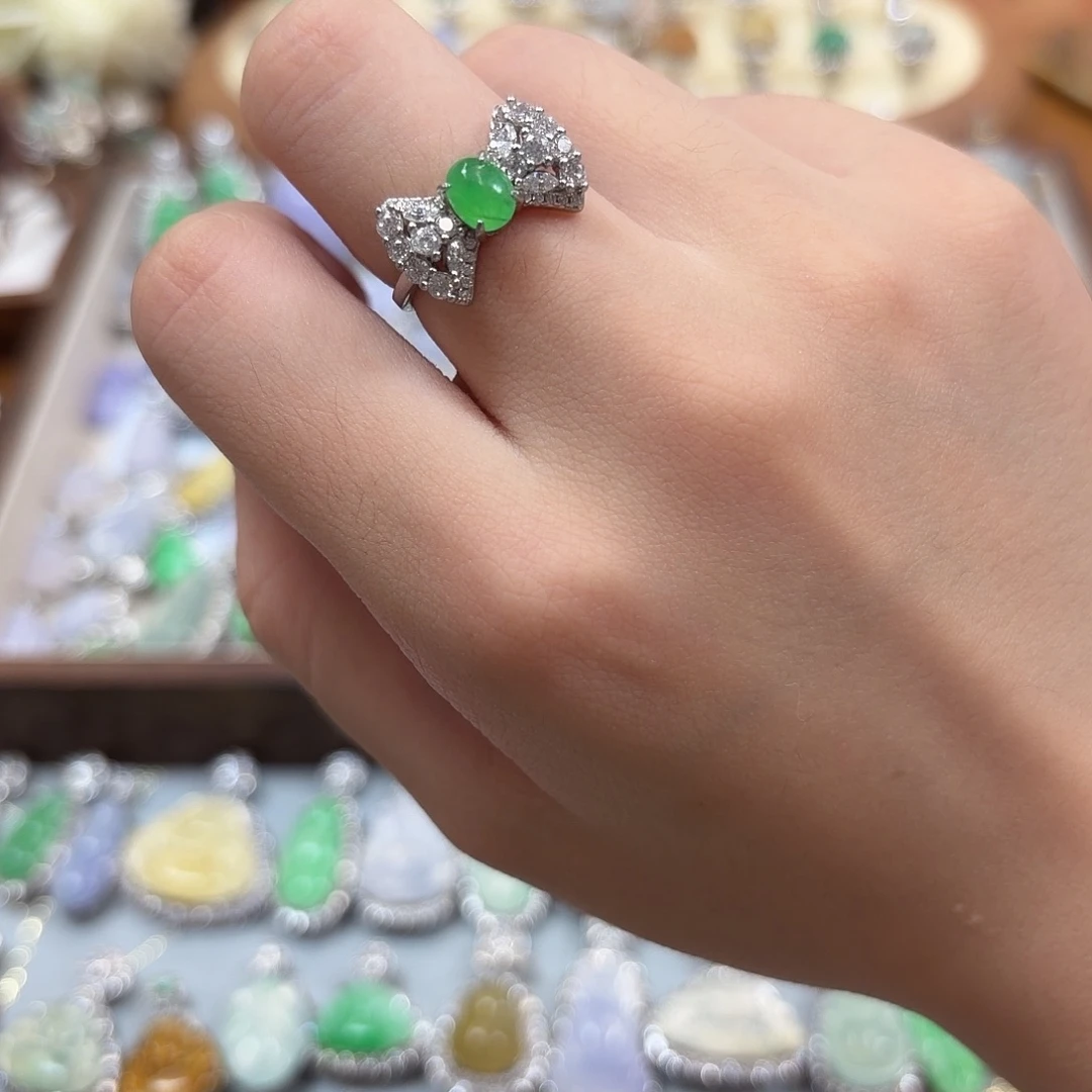 翡翠银S925镶嵌戒指