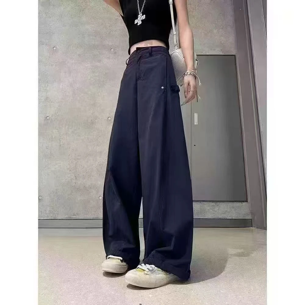 美式直筒休闲裤2025早秋新款柳丁设计感显瘦弯刀工装裤9922