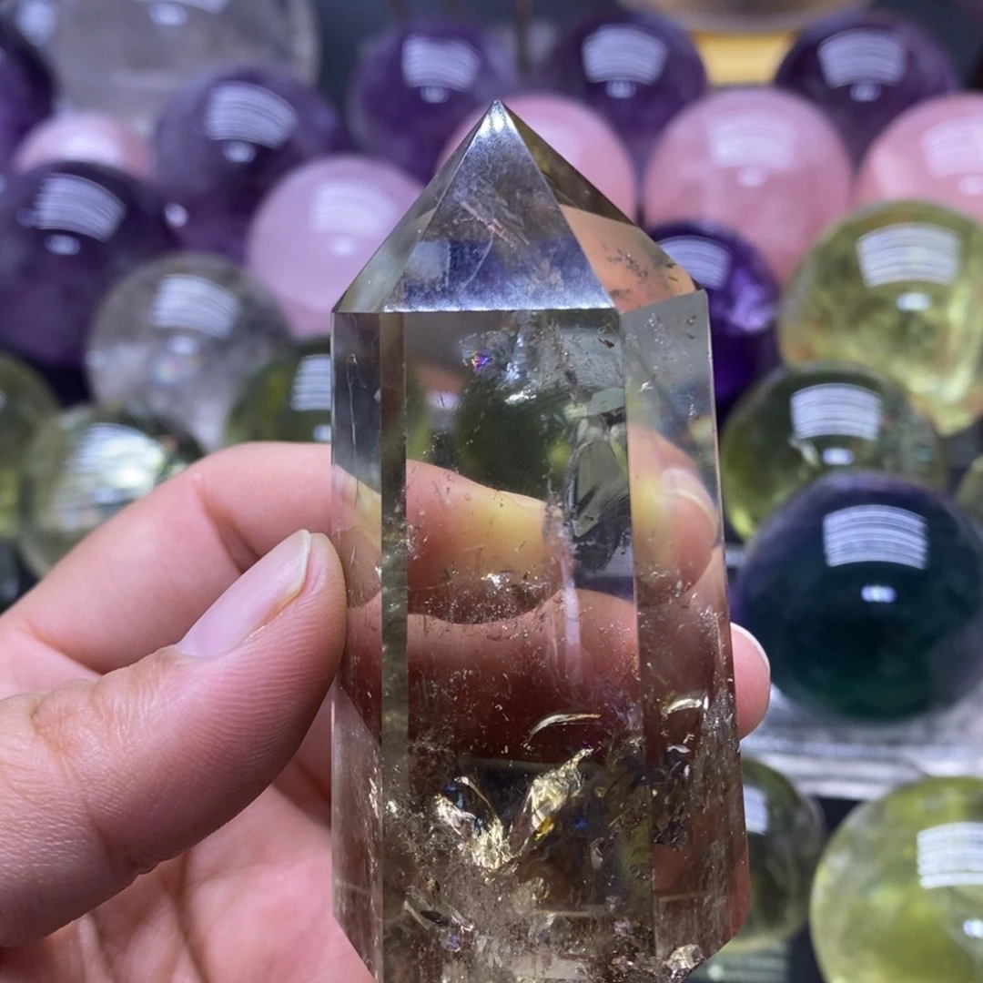 未镶嵌珠宝半成品紫晶111黄水晶柱