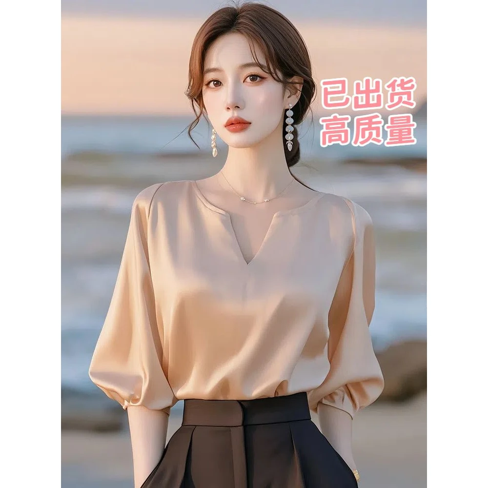 复古法式轻熟小飞袖衬衫女设计感小众夏季别致独特超好看咖色上衣