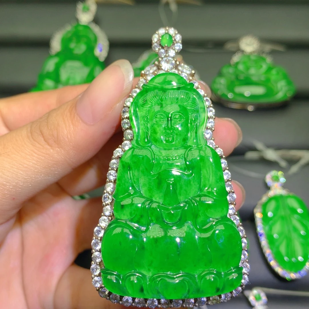 翡翠银S925镶嵌颈饰吊坠