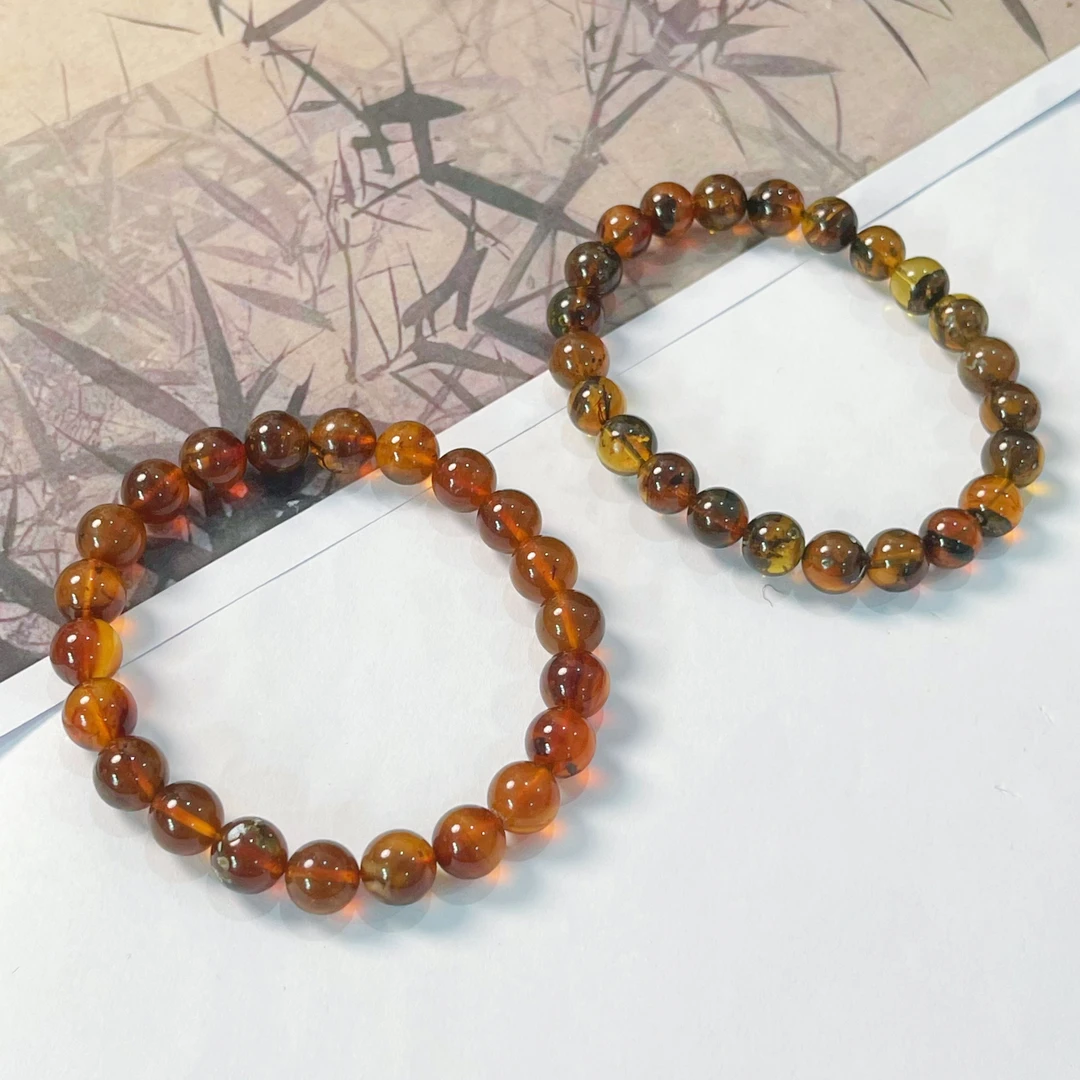 【小宝珠宝】18 T02252-药珀单圈手串-多样性发其一-8mm