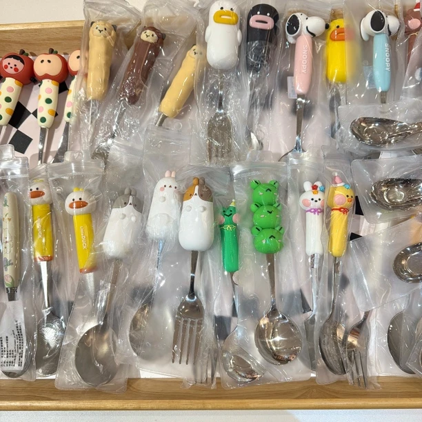 瓷职-可爱硅胶不锈钢勺叉