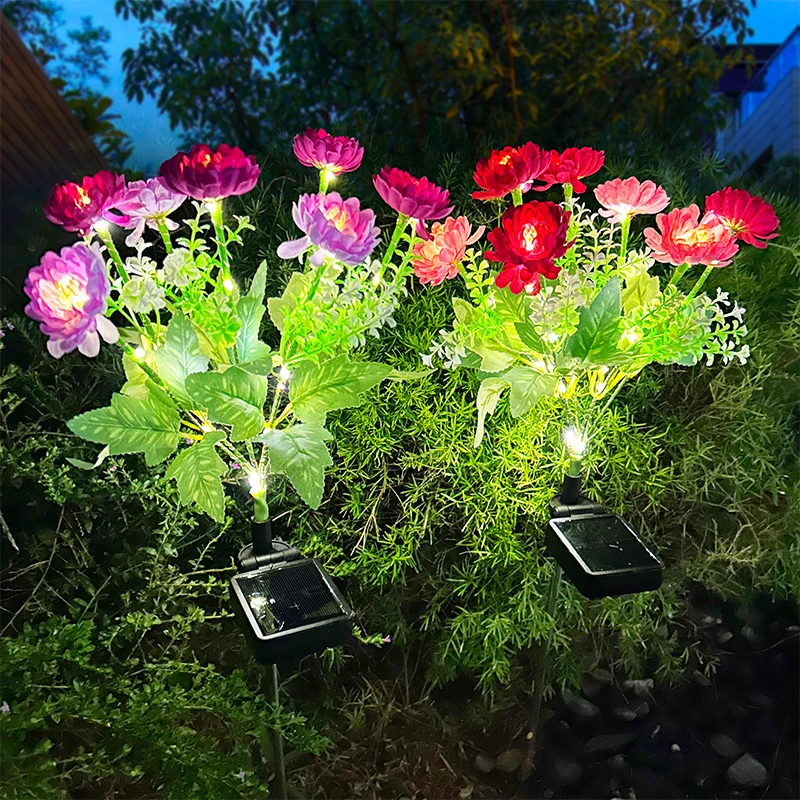 太阳能雪莲花灯户外仿真花灯庭院花园氛围装饰灯地插灯草坪景观灯