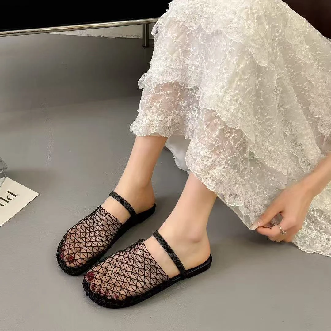 法式包头平底凉拖鞋2025新款女外穿一脚蹬凉鞋拖鞋 899
