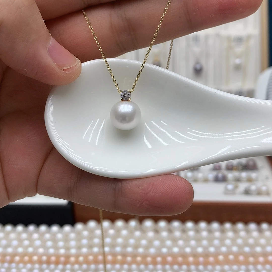淡水珍珠银S925镶嵌吊坠(不含链)