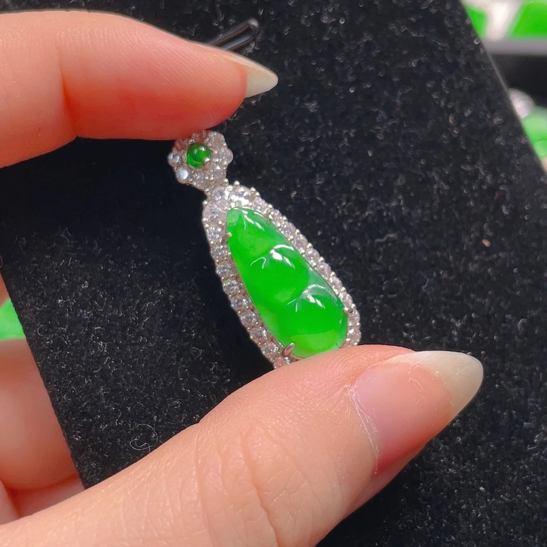 翡翠银S925镶嵌吊坠(不含链)