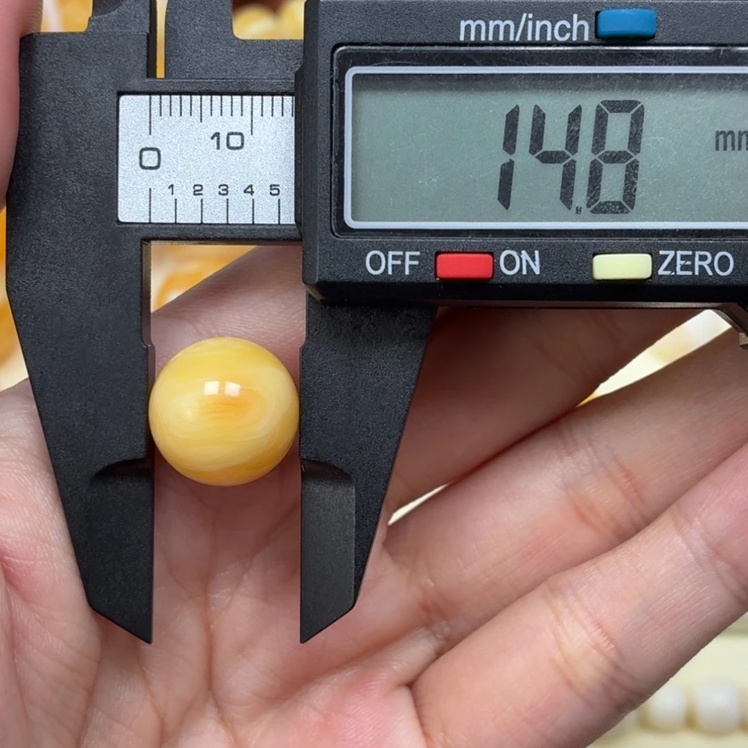 琥珀未镶嵌珠宝奇石焦皮浓橘圆珠14.8mm