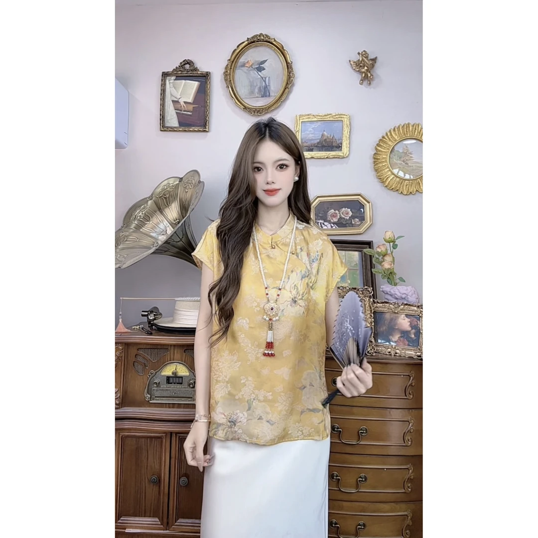 【637】新中式女装富家千金风薄雾提花新中式