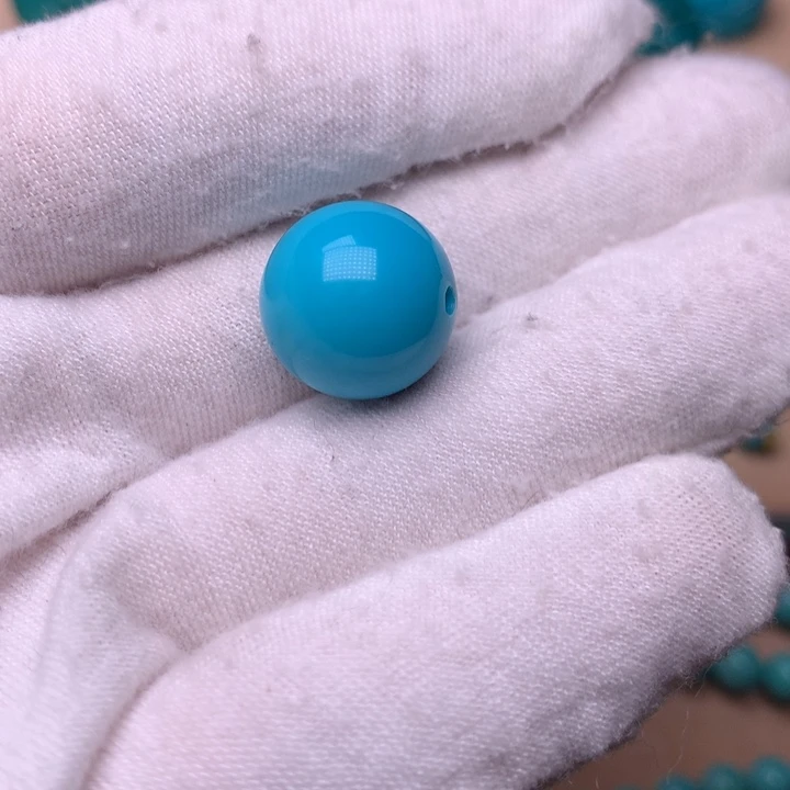 绿松石圆珠13.8未镶嵌玉*