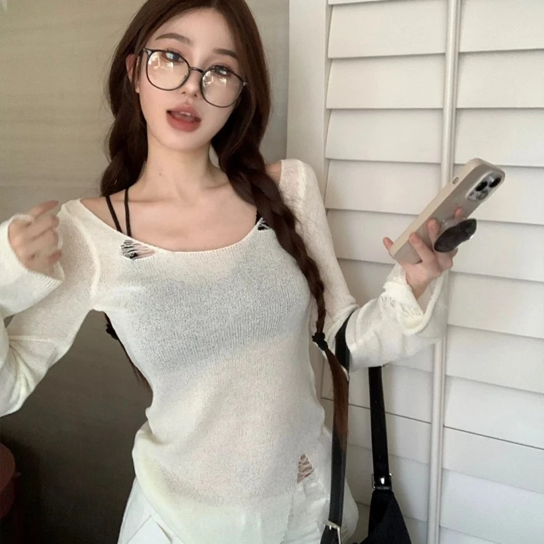 E4/5/7516针织长袖米白