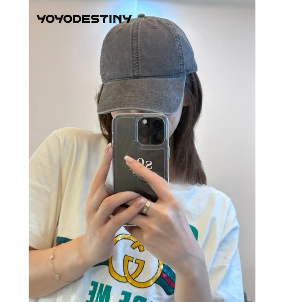 YOYO DESTINY/闭眼入!水洗做旧加深加大软顶基础款棒球帽显脸小