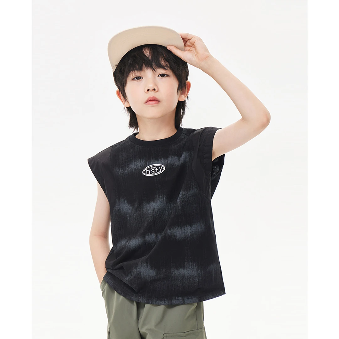 皇室童缘【潮流】2025男童夏款时尚卡通短袖背心精梳棉韩版T恤夏季