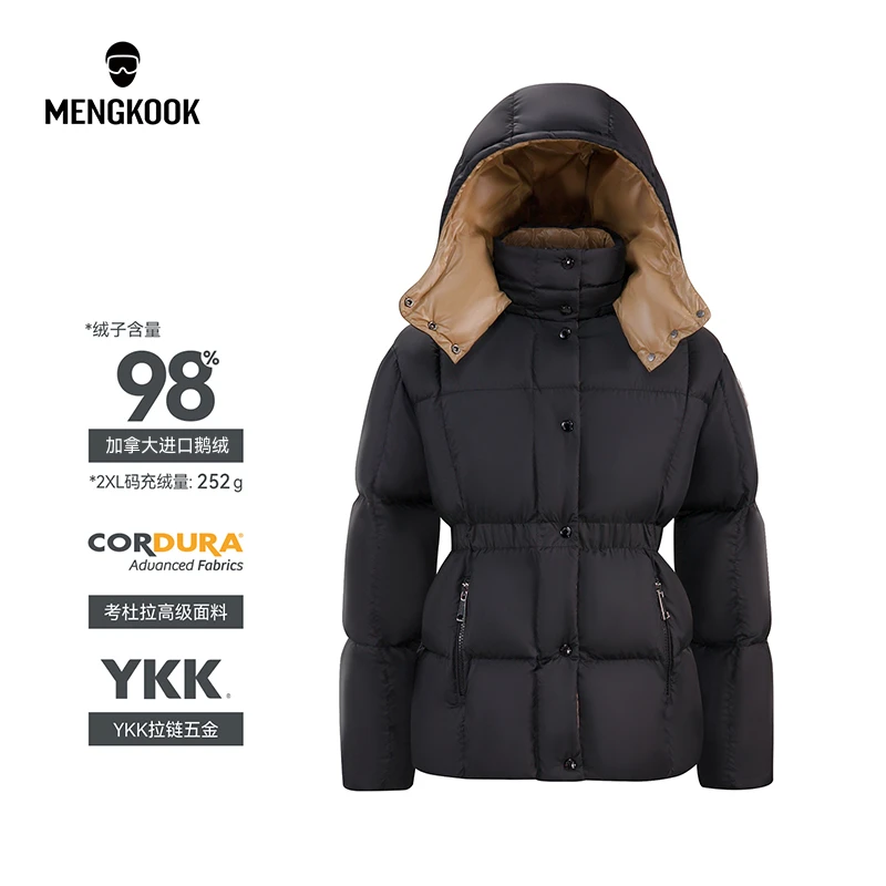 【加拿大98进口鹅绒】女皇鹅绒羽绒服考杜拉面料YKK拉链可拆帽9055