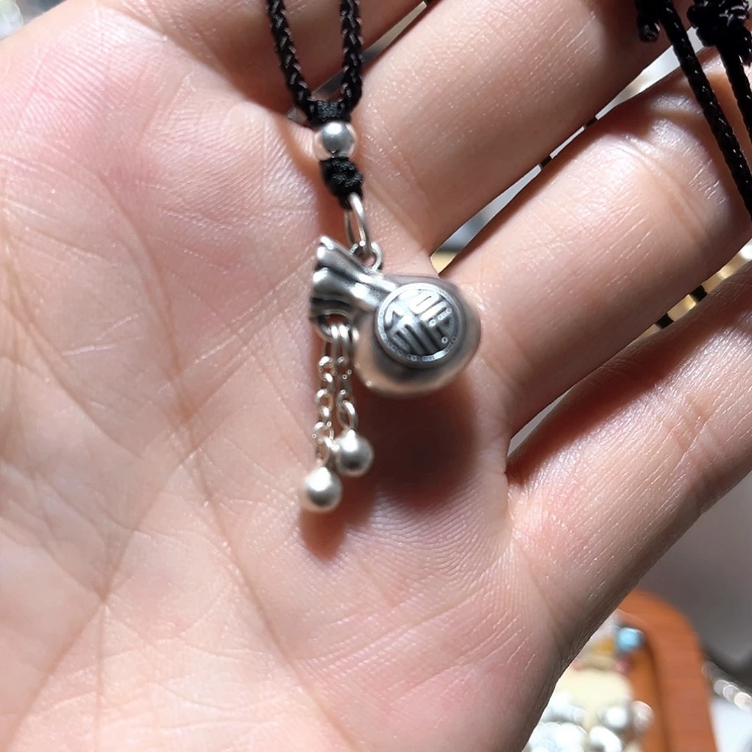 吊坠足银珐琅流苏福袋