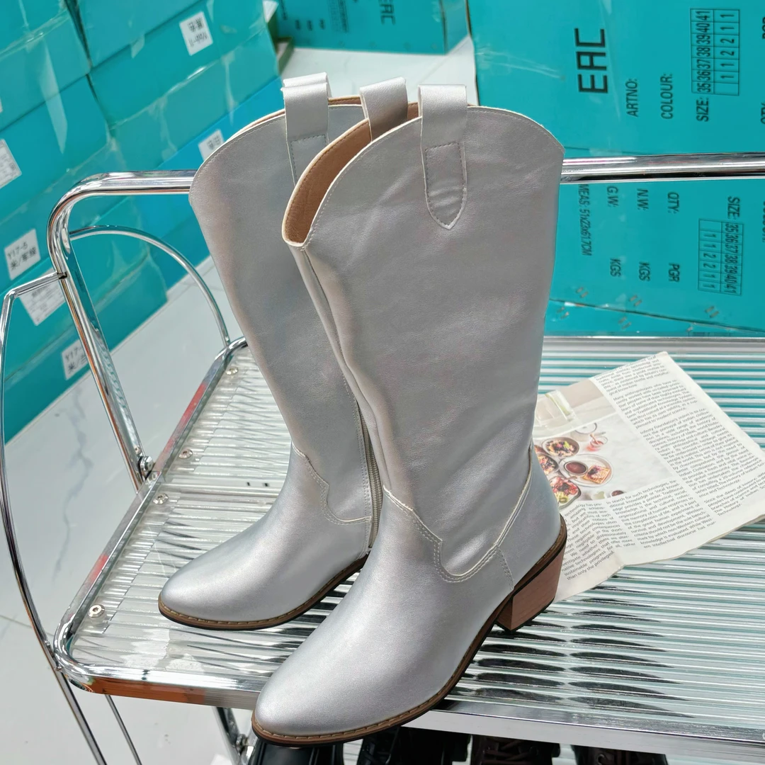 991-2新款粗跟长靴气质尖头高筒靴时尚骑士靴品质女靴