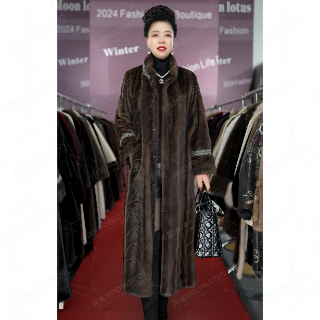 「红人上新」2024海宁高端时尚冬季女士长款气质外套 1057