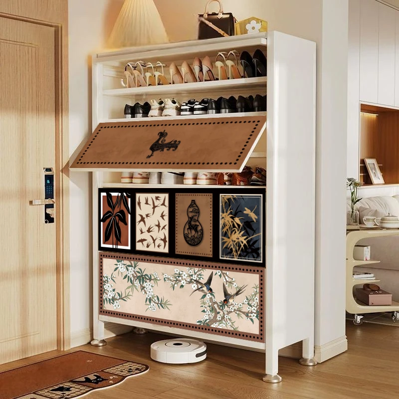 【中古风】钢制鞋柜家用门口靠墙鞋架多层大容量入户收纳柜室内外