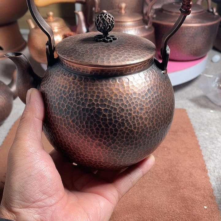 纯紫铜800毫升带茶芯煮水煮茶泡茶壶