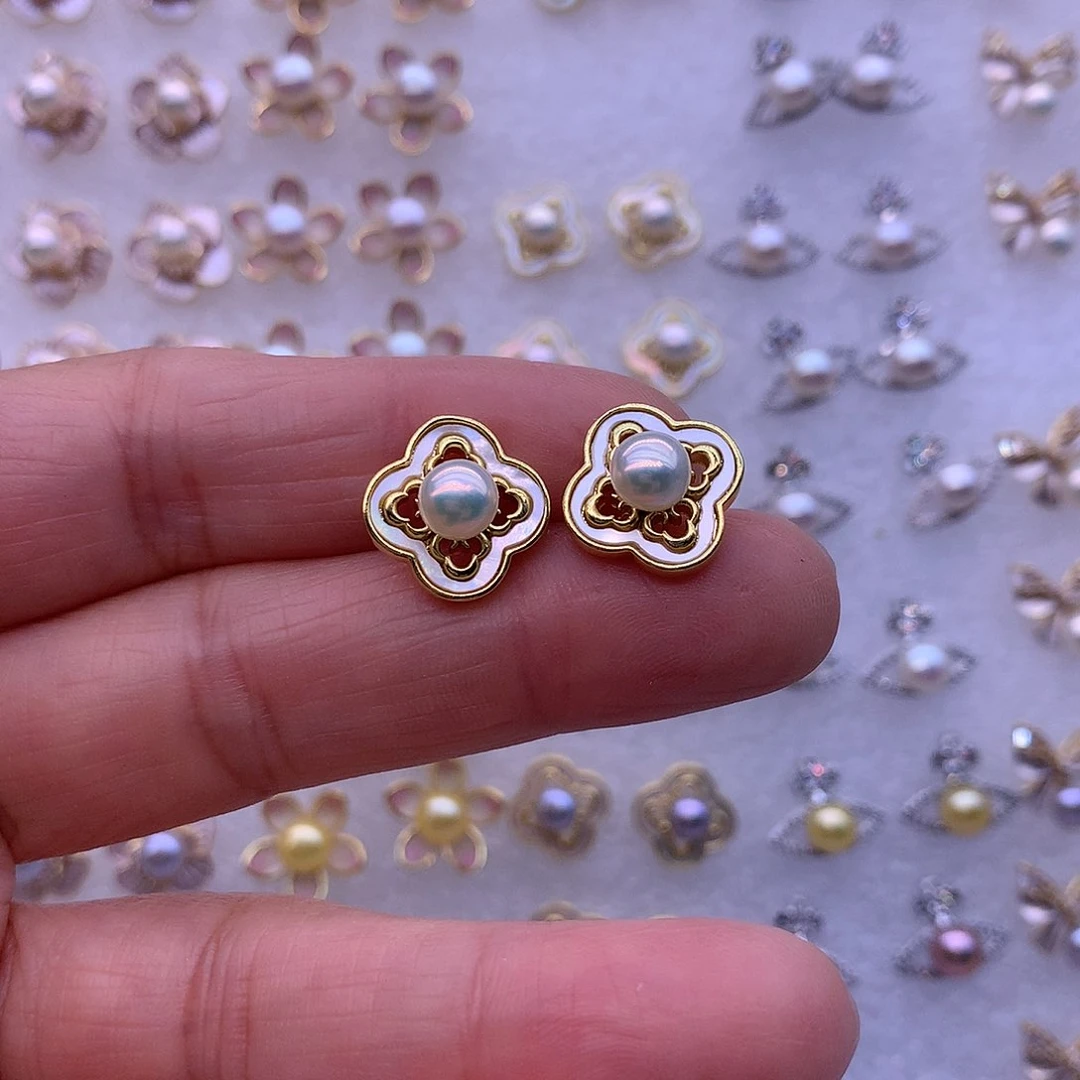 淡水珍珠耳饰合金