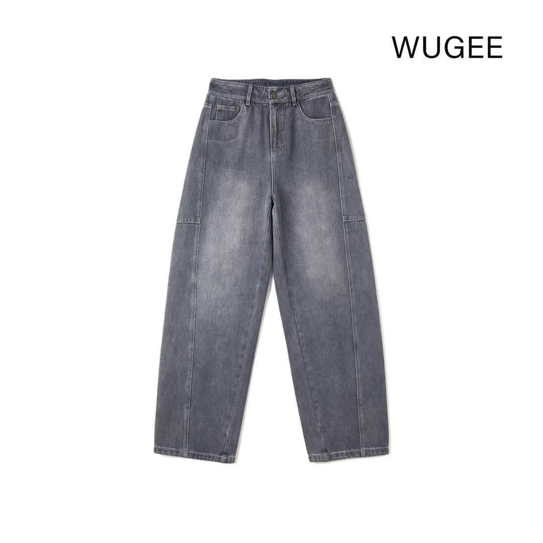 【WUGEE】春款高腰时尚百搭复古潮流水洗牛仔裤
