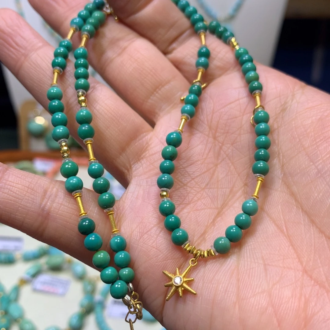 绿松石18K金镶嵌项链