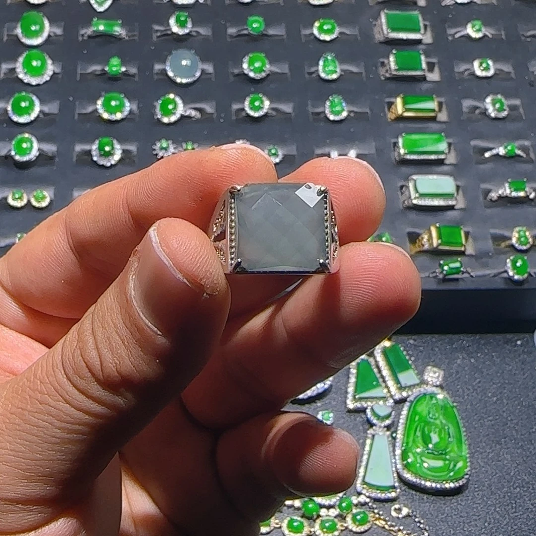 翡翠银S925镶嵌戒指