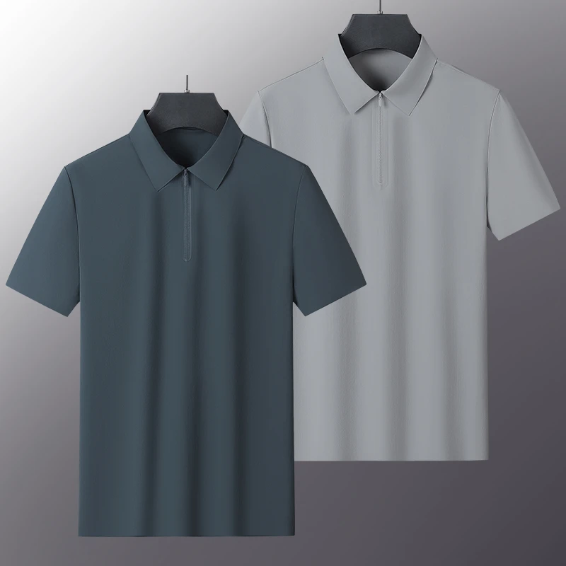 雅鹿优选半袖POLO衫夏季新款商务休闲冰丝短袖t恤男士翻领弹力T恤