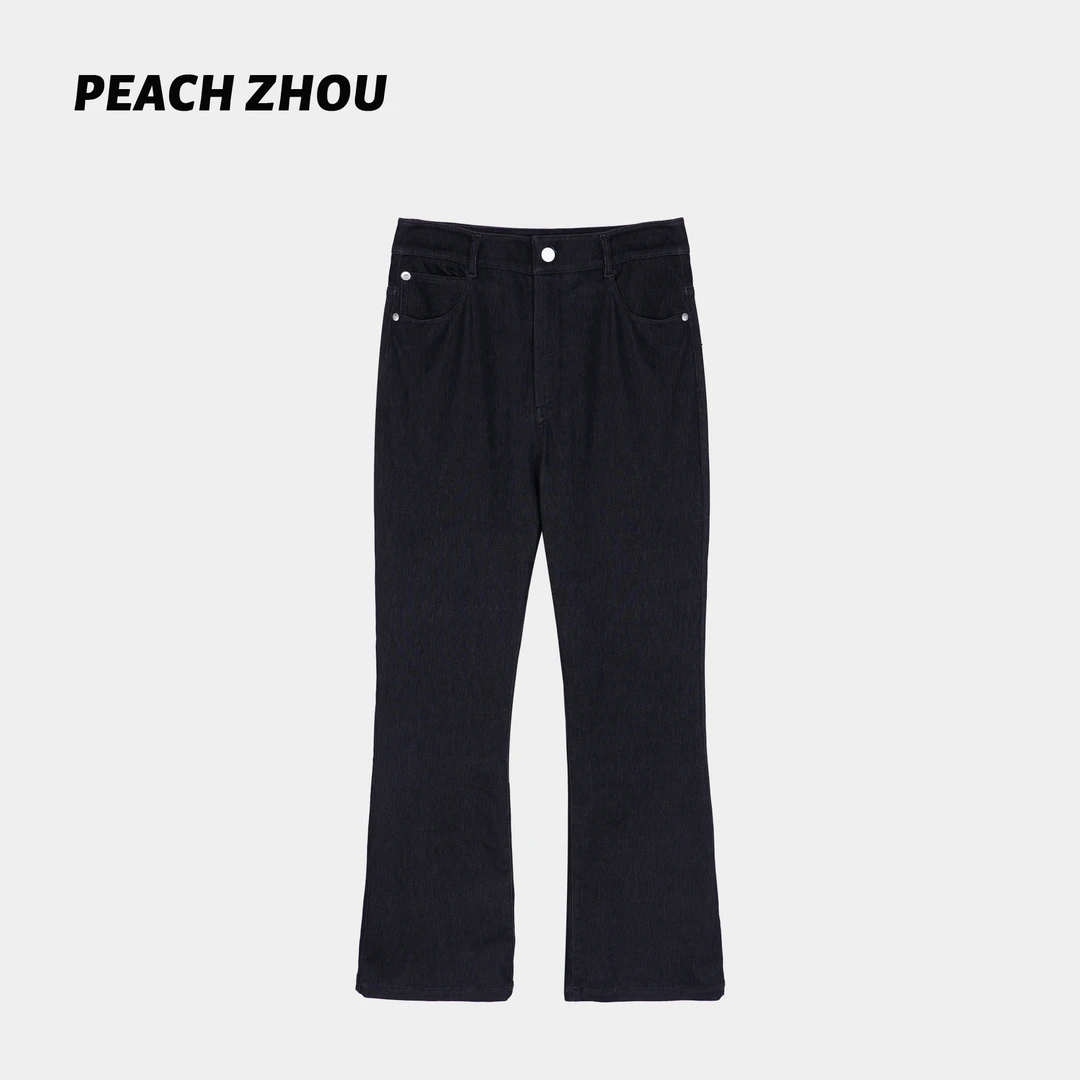 『PEACHZHOU』针织弹力牛仔棉宽松水洗直筒休闲裤通勤百搭阔腿长裤