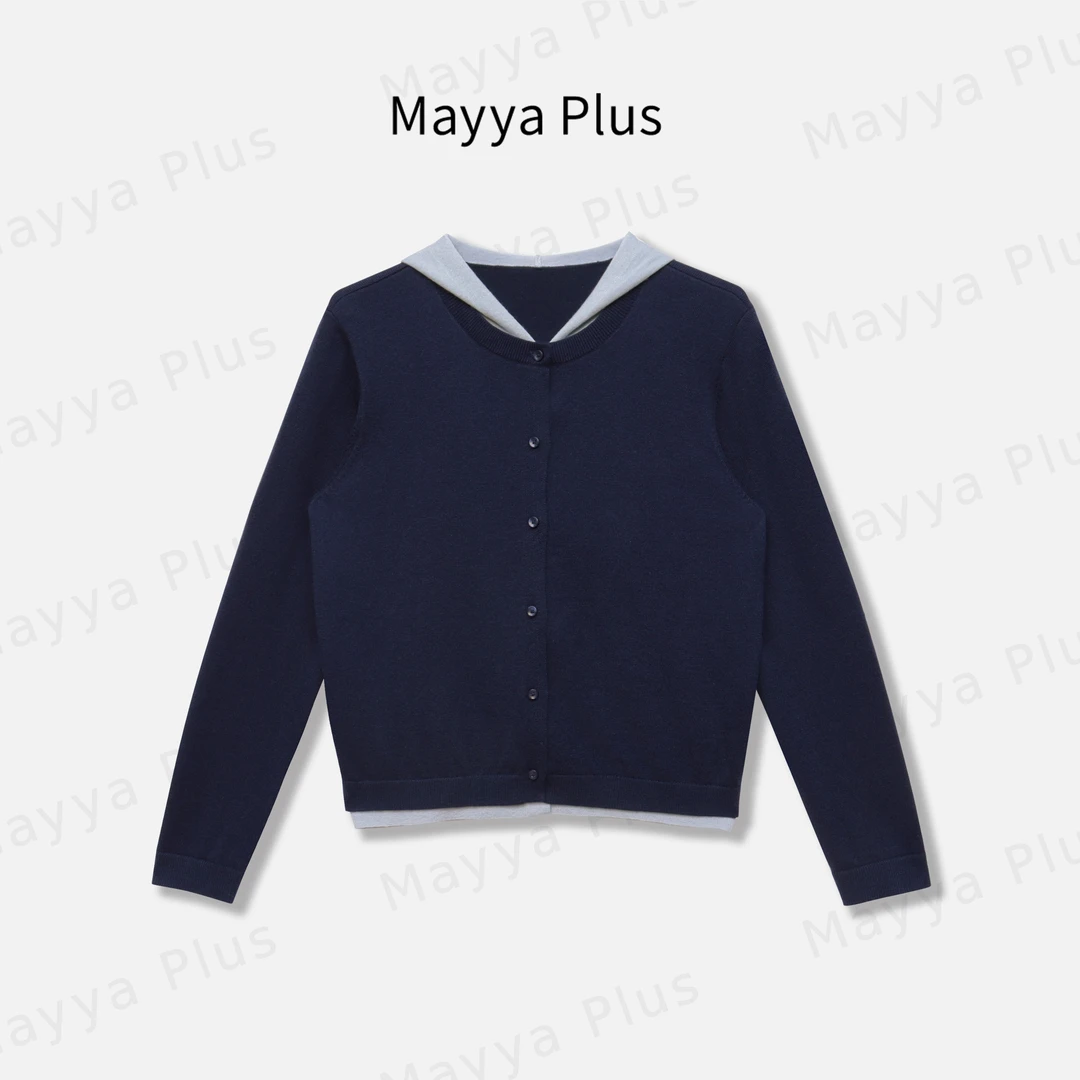 【夹心糖】Mayya Plus麦芽定制流光风假两件百搭针织开衫32537230