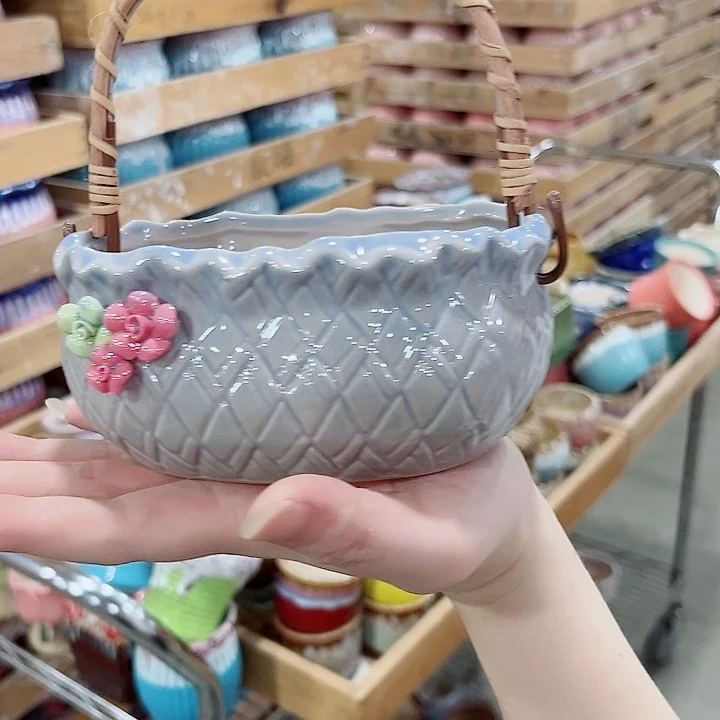 有孔.凑单10元陶瓷花盆发货！