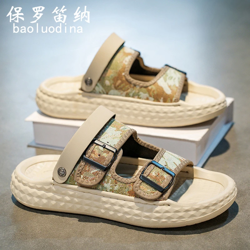 凉鞋男士夏季外穿休闲开车两用凉拖防滑软底编织运动大码沙滩拖鞋