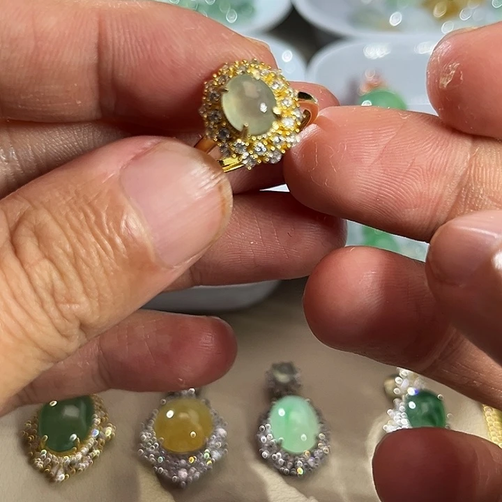 翡翠银S925镶嵌戒指