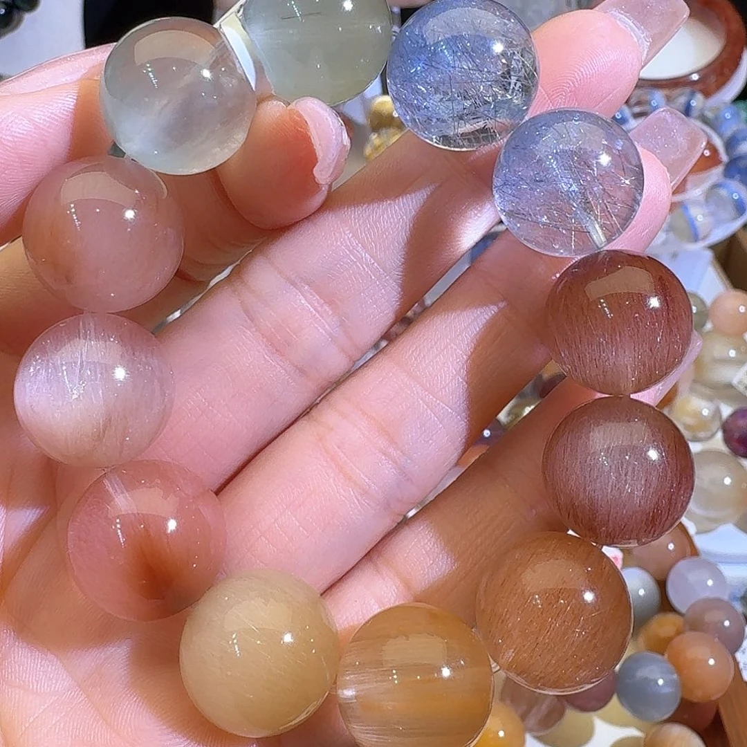 水晶手链未镶嵌T**a天然蓝钢丝手串定制