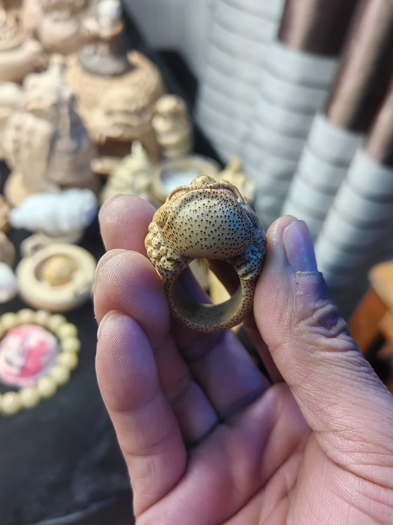 竹根雕戒子，手工雕刻文玩竹子手把件稀奇古怪