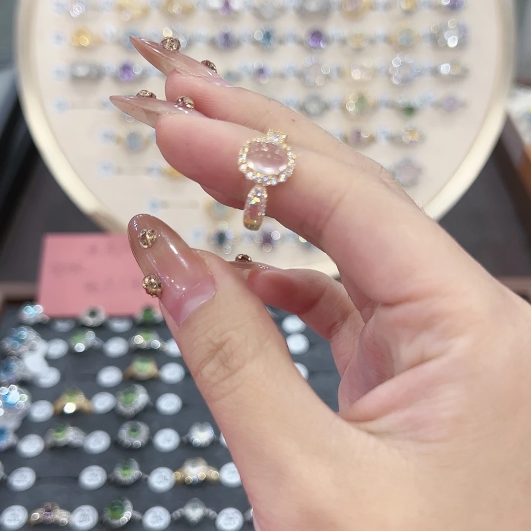 蛇纹石玉戒指银S925镶嵌遠**.