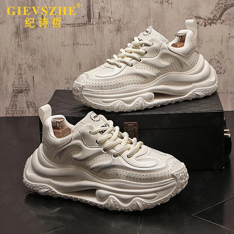 纪诗哲潮牌老爹鞋复古做旧休闲运动鞋百搭白色板鞋时尚单鞋男鞋子